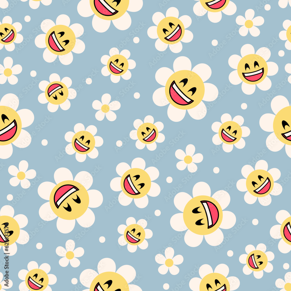 Retro Happy Daisy Floral Pattern
