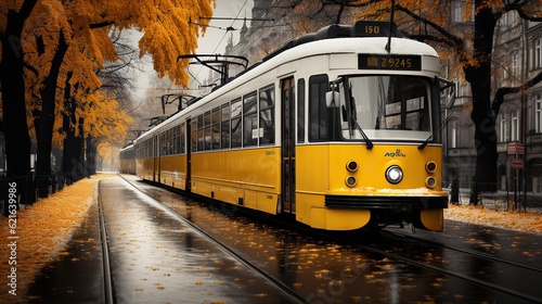 yellow city tram ai generated image