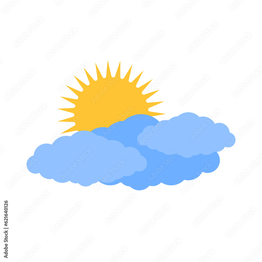 Sun with clouds. Climate concept. Illustration of a rising sun with clouds. Vector graphic on transparent background Sun with clouds. Climate concept. Illustration of a rising sun with clouds. Vector graphic on transparent background