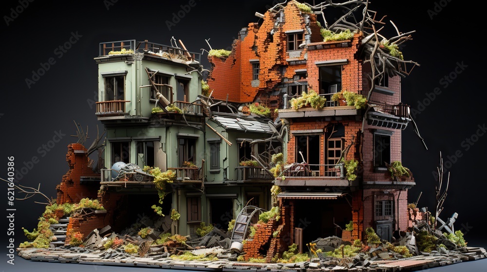 model of a ruined house ai generated image