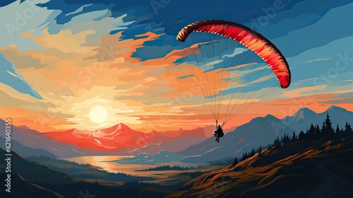 paraglider over the mountains ai illustration