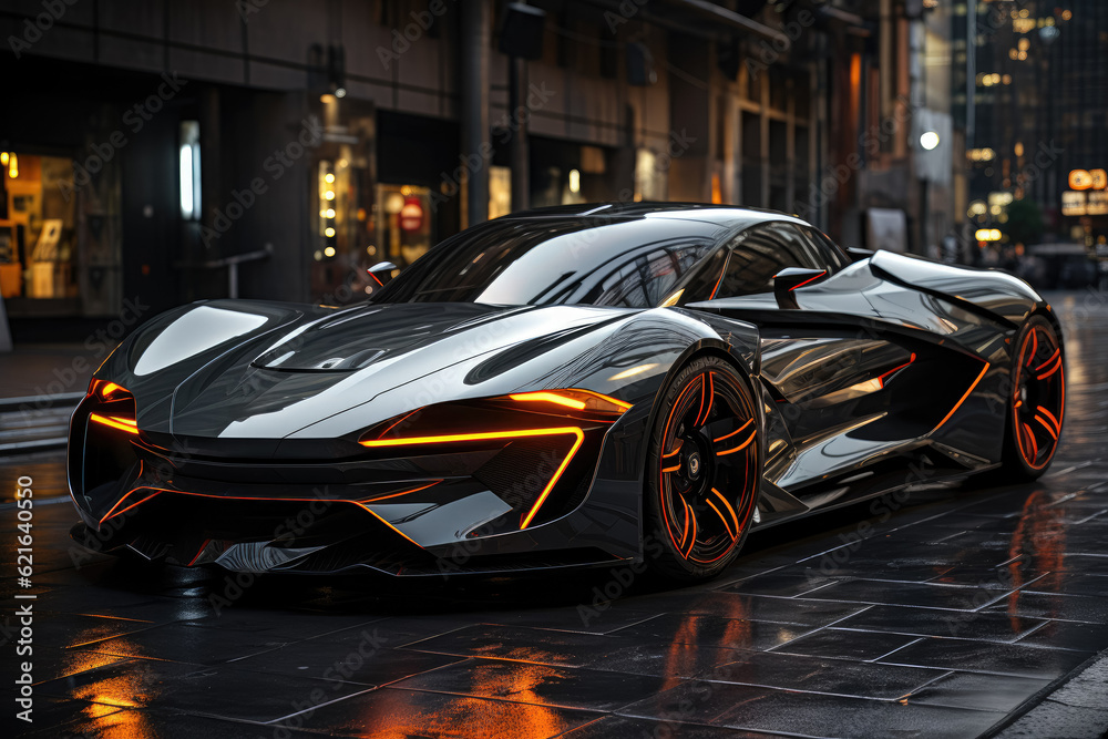 Cosmic sports car with a futuristic design. Generative Ai. Cosmic sports car with a futuristic design. Generative Ai.