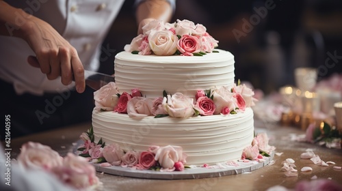 wedding cake with roses ai generated image