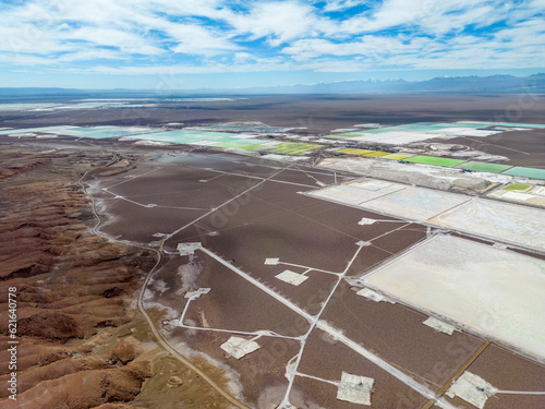 Lithium fields in the Atacama desert in Chile, South America - a surreal landscape where batteries are born