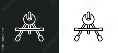 drawing compass outline icon in white and black colors. drawing compass flat vector icon from construction collection for web, mobile apps and ui.