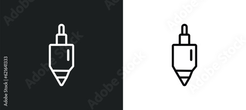 plumb bob outline icon in white and black colors. plumb bob flat vector icon from construction collection for web, mobile apps and ui.