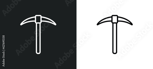 pick axe outline icon in white and black colors. pick axe flat vector icon from construction collection for web, mobile apps and ui.