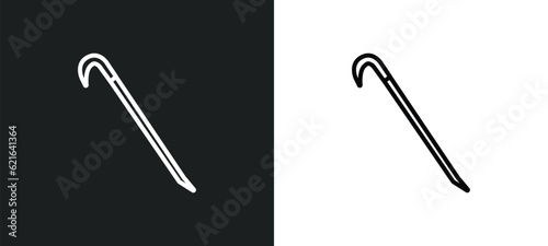 crowbar outline icon in white and black colors. crowbar flat vector icon from construction collection for web, mobile apps and ui.