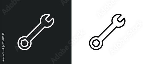 wrench outline icon in white and black colors. wrench flat vector icon from construction collection for web, mobile apps and ui.