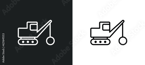 demolition outline icon in white and black colors. demolition flat vector icon from construction collection for web, mobile apps and ui.