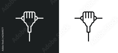 jackhammer outline icon in white and black colors. jackhammer flat vector icon from construction collection for web, mobile apps and ui.