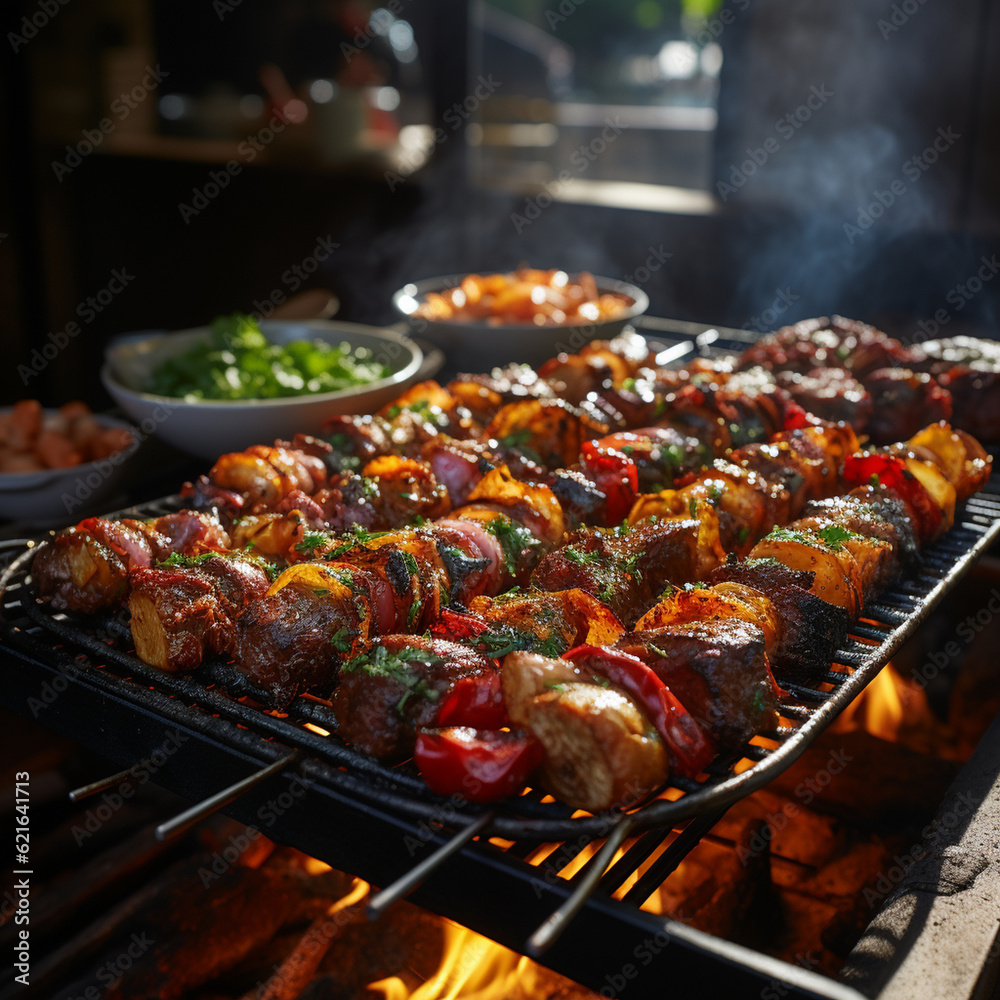 kebabs,meat,all beautifully grilled Generative AI kebabs,meat,all beautifully grilled Generative AI
