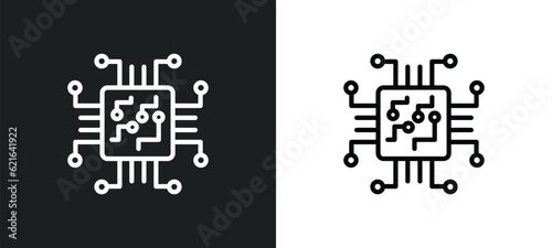 chips outline icon in white and black colors. chips flat vector icon from computer collection for web, mobile apps and ui.