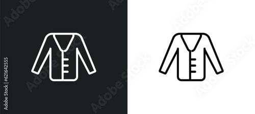 cardigan outline icon in white and black colors. cardigan flat vector icon from clothes collection for web, mobile apps and ui.