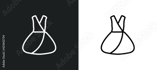 jersey wrap dress outline icon in white and black colors. jersey wrap dress flat vector icon from clothes collection for web, mobile apps and ui.