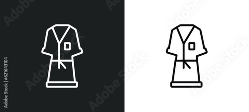 housecoat outline icon in white and black colors. housecoat flat vector icon from clothes collection for web, mobile apps and ui.