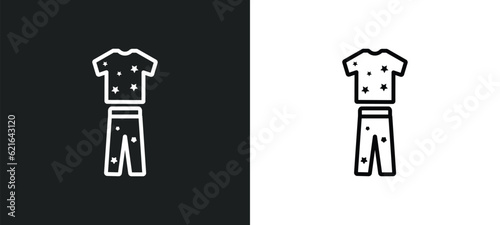 pijama outline icon in white and black colors. pijama flat vector icon from clothes collection for web, mobile apps and ui.