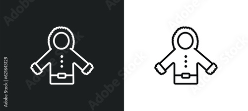 parka outline icon in white and black colors. parka flat vector icon from clothes collection for web, mobile apps and ui.