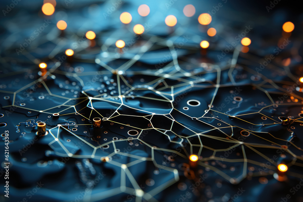 Obraz premium A three-dimensional illustration featuring an embossed mesh, symbolizing the intricate web of internet connections in cloud computing. Generative Ai.