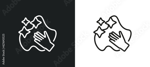 wiping outline icon in white and black colors. wiping flat vector icon from cleaning collection for web, mobile apps and ui.