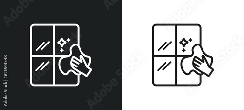 cleaning window outline icon in white and black colors. cleaning window flat vector icon from cleaning collection for web, mobile apps and ui.