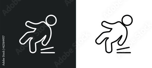 slippery outline icon in white and black colors. slippery flat vector icon from cleaning collection for web, mobile apps and ui.