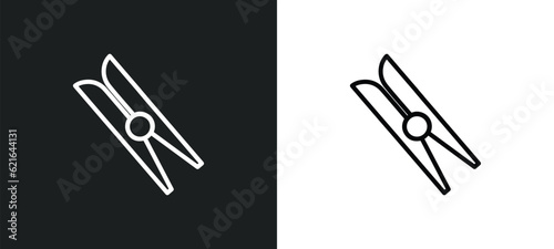 clothes peg outline icon in white and black colors. clothes peg flat vector icon from cleaning collection for web, mobile apps and ui.