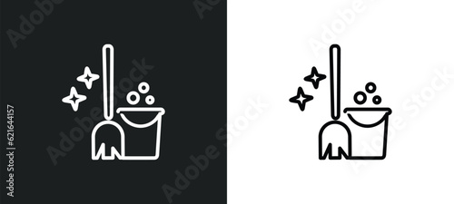 cleaning tools outline icon in white and black colors. cleaning tools flat vector icon from cleaning collection for web, mobile apps and ui.