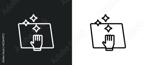 wiping outline icon in white and black colors. wiping flat vector icon from cleaning collection for web, mobile apps and ui.