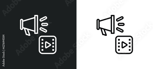 cinematographic announcer outline icon in white and black colors. cinematographic announcer flat vector icon from cinema collection for web, mobile apps and ui. photo