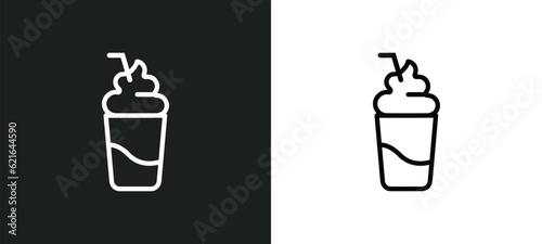 smoothie with straw outline icon in white and black colors. smoothie with straw flat vector icon from cinema collection for web  mobile apps and ui.
