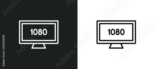 1080p hd tv outline icon in white and black colors. 1080p hd tv flat vector icon from cinema collection for web, mobile apps and ui.