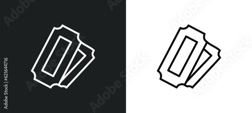 two movie tickets outline icon in white and black colors. two movie tickets flat vector icon from cinema collection for web, mobile apps and ui.