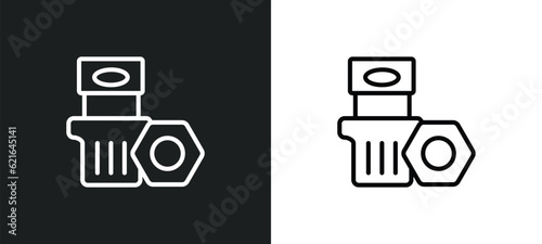 car wheel nut outline icon in white and black colors. car wheel nut flat vector icon from car parts collection for web, mobile apps and ui.