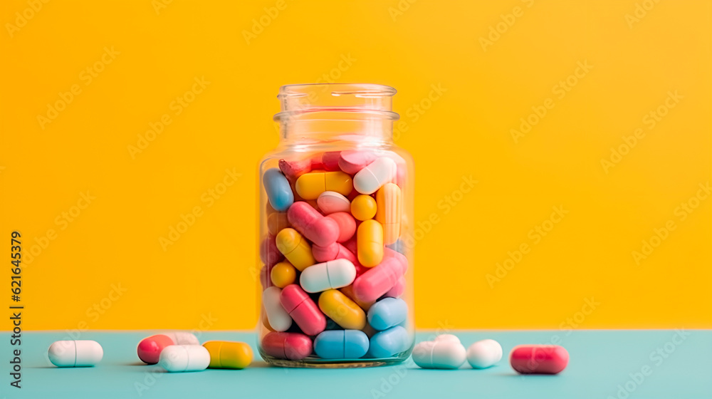 Heap of pills - medical background and medicine concept, generated AI Heap of pills - medical background and medicine concept, generated AI