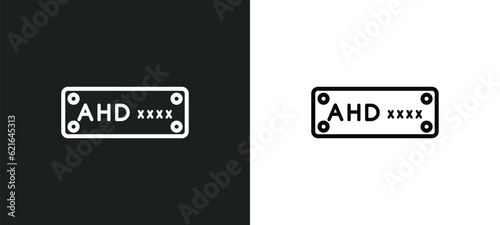 car numberplate outline icon in white and black colors. car numberplate flat vector icon from car parts collection for web, mobile apps and ui. photo