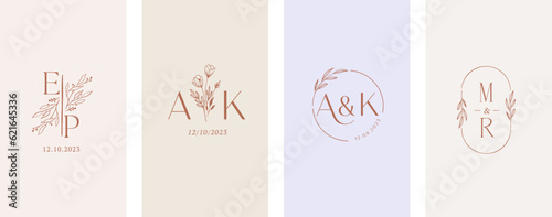 Wedding logos, hand drawn elegant, delicate and minimalist monogram collection