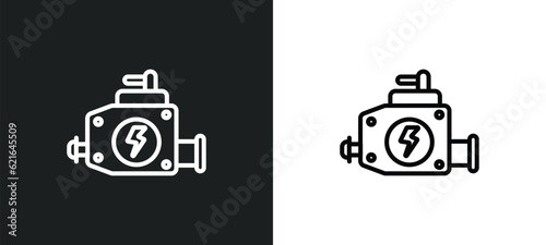 car carburettor outline icon in white and black colors. car carburettor flat vector icon from car parts collection for web, mobile apps and ui.