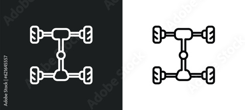 car axle outline icon in white and black colors. car axle flat vector icon from car parts collection for web  mobile apps and ui.