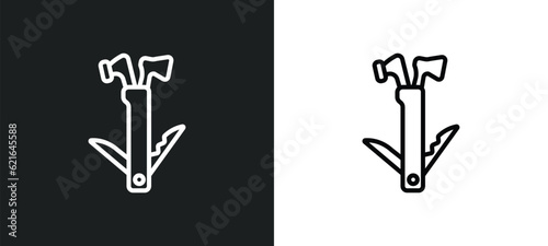 swiss knife outline icon in white and black colors. swiss knife flat vector icon from camping collection for web, mobile apps and ui. photo