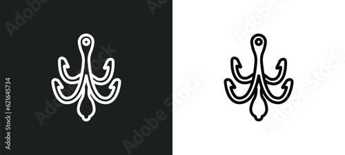 hook outline icon in white and black colors. hook flat vector icon from camping collection for web, mobile apps and ui.