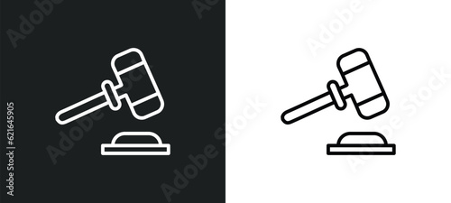 trial hammer outline icon in white and black colors. trial hammer flat vector icon from business and finance collection for web, mobile apps and ui.
