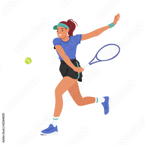 Woman Plays Tennis With Precision, Agility, And Determination. Female Character Exhibits Excellent Serves, Forehands © Hanna Syvak