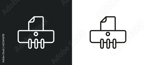 paper shredder outline icon in white and black colors. paper shredder flat vector icon from business and analytics collection for web, mobile apps and ui.