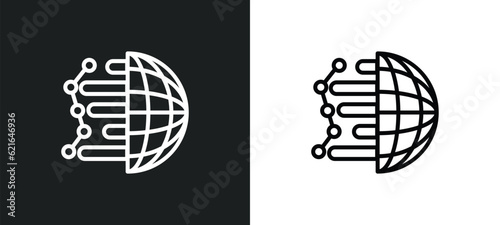 globe analytics outline icon in white and black colors. globe analytics flat vector icon from business collection for web, mobile apps and ui.