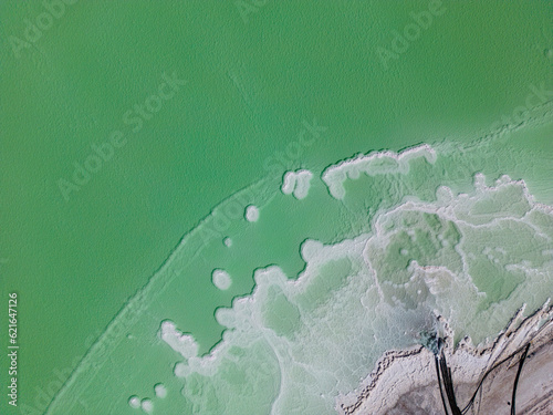 Lithium fields / evaporation ponds in the Atacama desert in Chile, South America - a surreal landscape where batteries are born - close up