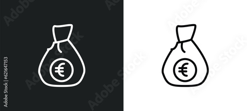 euro money bag outline icon in white and black colors. euro money bag flat vector icon from business collection for web, mobile apps and ui.