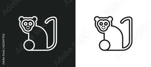 monkey outline icon in white and black colors. monkey flat vector icon from brazilia collection for web, mobile apps and ui.