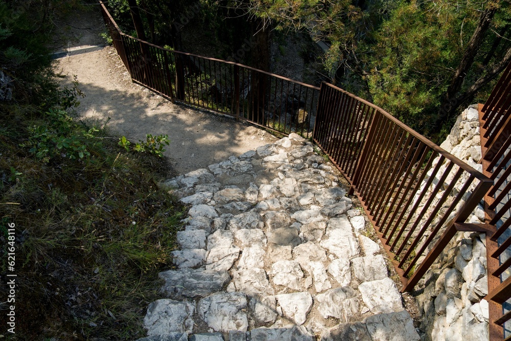 Fototapeta premium stone stairs, ancient limestone sardinia