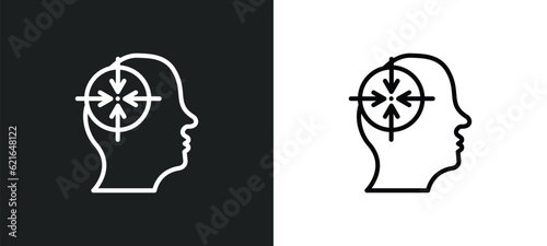 concentration outline icon in white and black colors. concentration flat vector icon from brain process collection for web, mobile apps and ui.